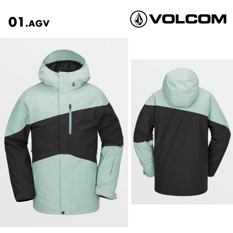 【極美品】VOLCOM スノーボードウェア　S ジャケット　グリーン　切り替え VOLCOM 23-24 ボルコム FERN INSULATED GORE PULLOVER