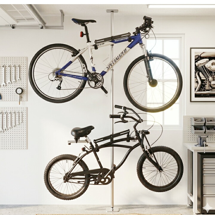 自転車ラック 突っ張り棒 縦 3m ツッパリ君セット バイクラック 収納
