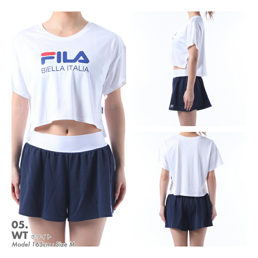 FILA レディース 水着 4点セット フィラ ロゴTシャツ ブラック