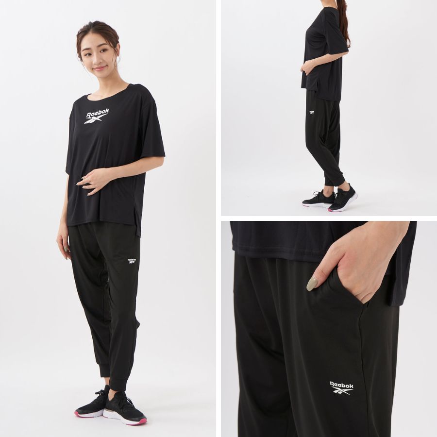 5分袖Tシャツ＋パンツ2点セット フィットネスウェア レディース Reebok ヨガ 上下2点セット トレーニングウェア 部屋着に 体型カバー  342913 : 342913 : OCEANweb Yahoo! JAPAN店 - 通販 - Yahoo!ショッピング