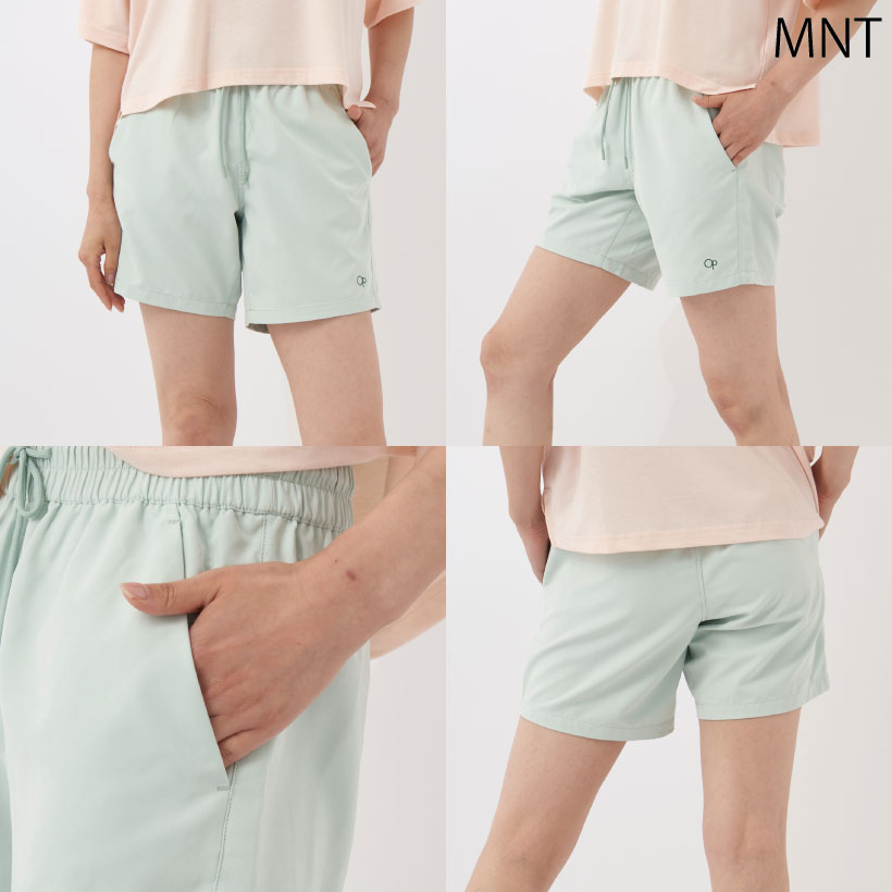 新品 オーシャンパシフィック　本革レザー ショートパンツ　ショーツ　ネイビー Ocean Pacific レディース ショートパンツ ボードショーツ OP