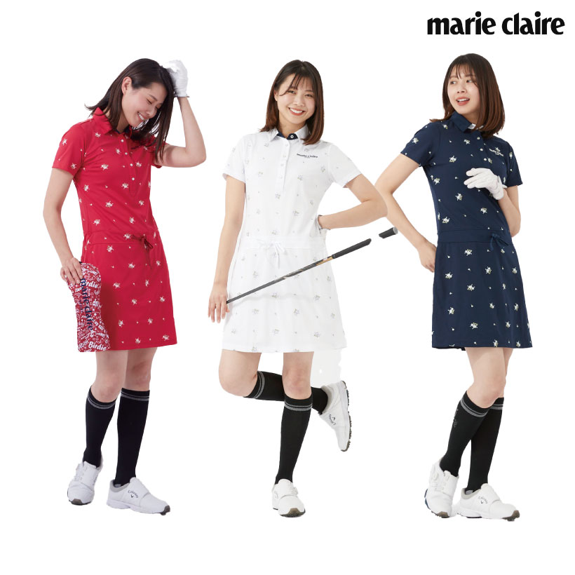 marie claire マリ・クレール レディース ゴルフウエア ワンピース 小花柄 総柄刺繍 712403 春夏  クリアランスセールクリアランスセール :712403:OCEANweb Yahoo! JAPAN店 - 通販 - Yahoo!ショッピング