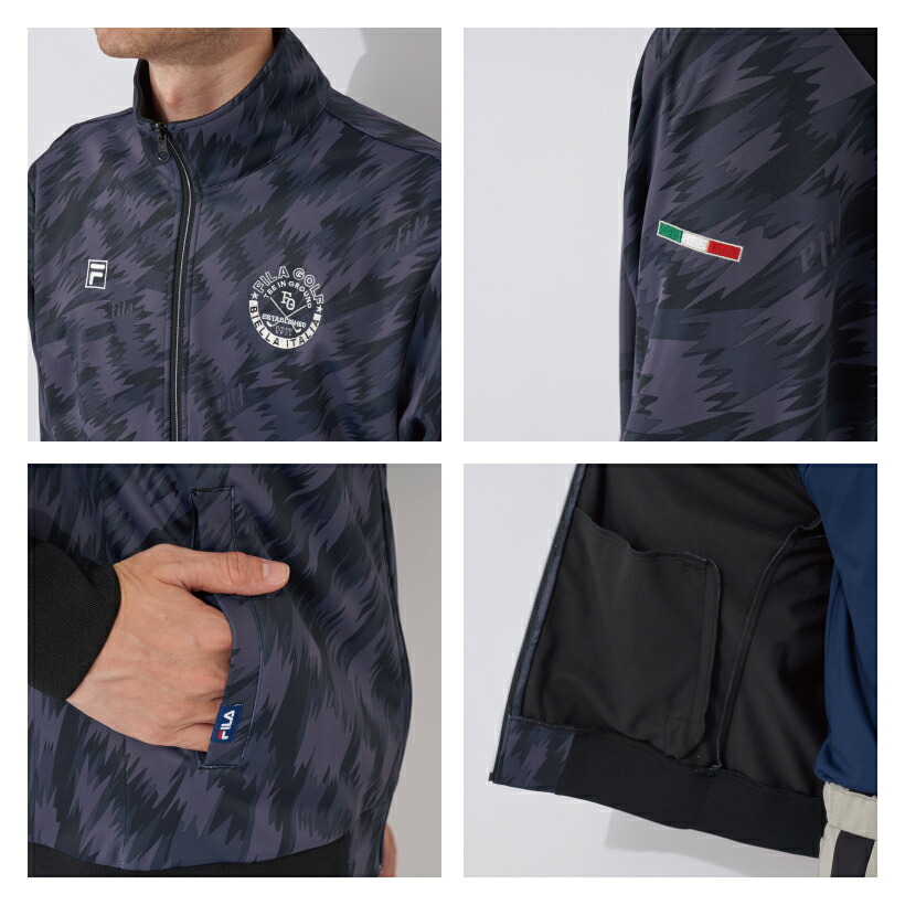 【新品・未使用】FILA golf ゴルフ　２way ジャンパー　メンズ　＃M FILA（フィラ） メンズ ボンディングブルゾン 迷彩柄 裏フリース 保温