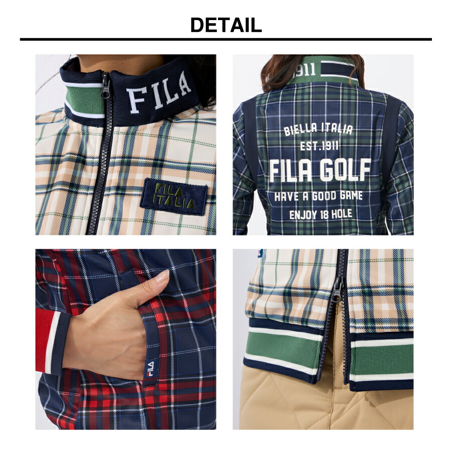 FILA レディース ボンディングジャケット アウター チェック柄 GOLF