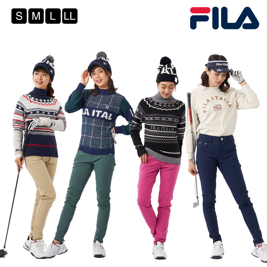 レディース ロングパンツ テーパード ストレッチ ゴルフウェア FILA GOLF ベージュ グリーン ネイビー S M L LL 792300