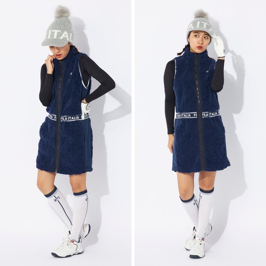 FILA GOLF ワンピース ゴルフウェア レディース ジャガードボア