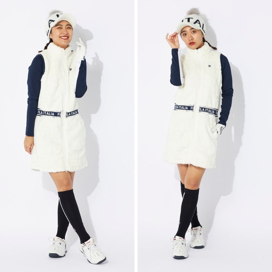 最終値下げ　フィラゴルフ　フィラ　中綿ワンピース　ゴルフ　テニス FILA ワンピース ゴルフ ゴルフウェア レディース モックネック