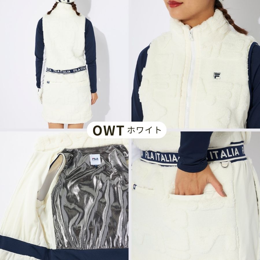 最終値下げ　フィラゴルフ　フィラ　中綿ワンピース　ゴルフ　テニス FILA GOLF ワンピース ゴルフウェア レディース ジャガードボア