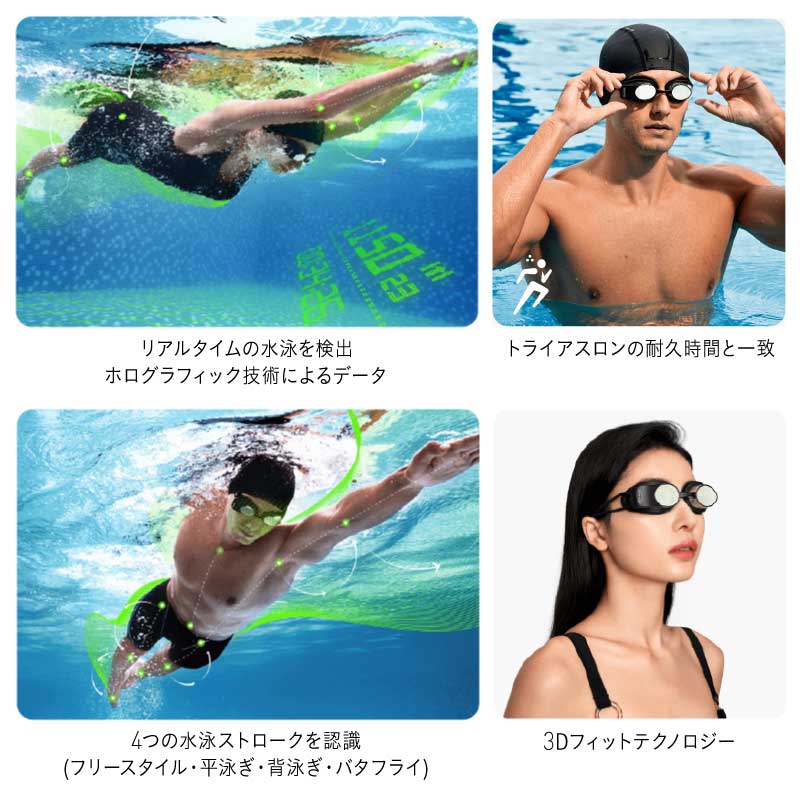 Holoswim ホロスイム 競技用 スイムゴーグル グッドデザイン賞 ARディスプレイ付 AI分析 日本独占販売 水泳用 水中ゴーグル  Holoswim2S