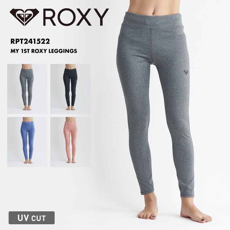 ROXY/ロキシー レディース レギンス 速乾 UVカット 厚手素材 紫外線対策 フィットネス シンプル ヨガ 無地 ロゴ 透け感なし  RPT241522