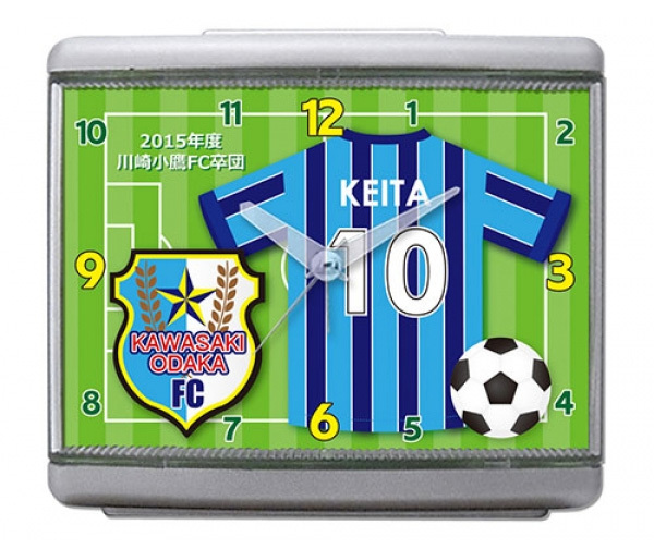 イラスト入り目覚まし時計 記念写真 卒部 卒団 記念品 サッカー部 クラブ 大会 部活