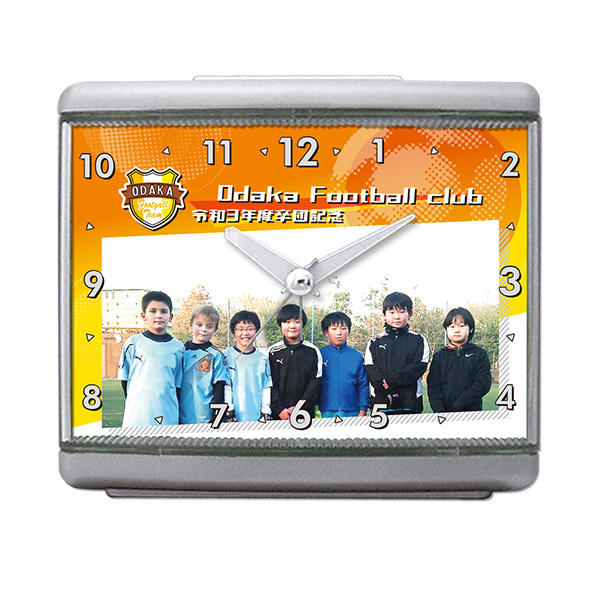 写真入り記念品目覚まし時計 C33サッカー・スカイカラー 卒業 卒団