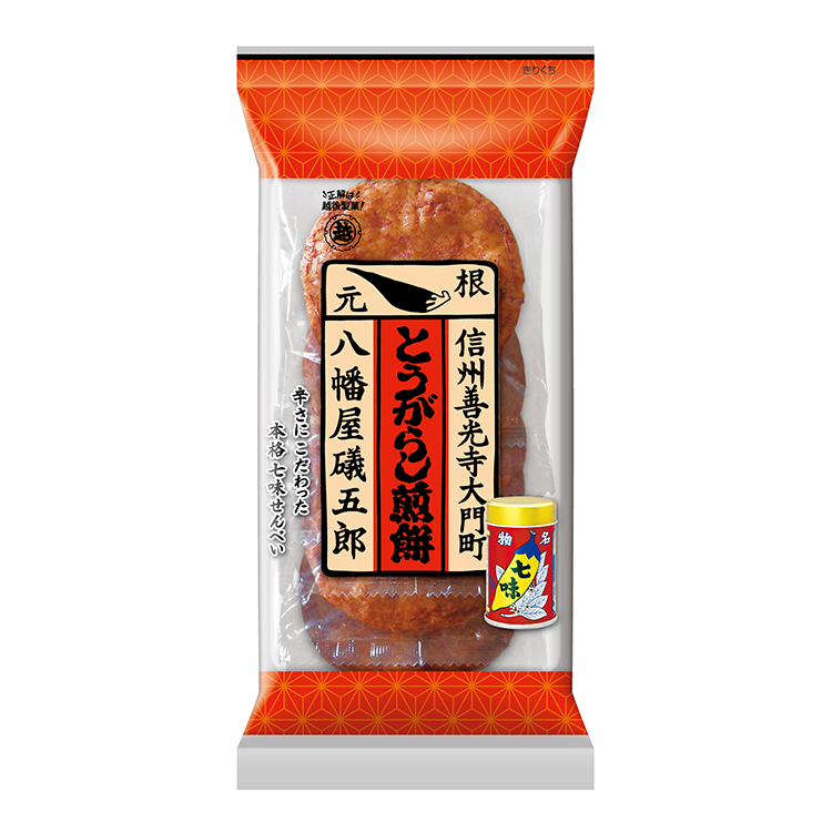 八幡屋礒五郎の七味使用 七味とうがらし煎餅 6枚入×12袋 越後
