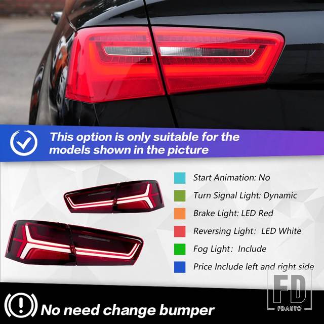 【並行輸入品】A6 テールライト 2012-2016 A6L クラシック LED テールランプ LED DRL ダイナミック信号ブレーキリバース自動車アクセサリーの画像