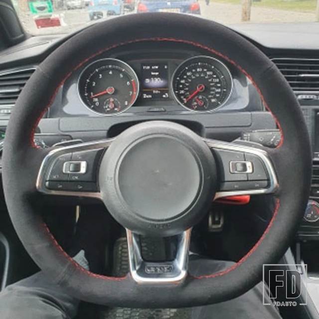 並行輸入品 VW カーボンブラック本革スエードステアリングホイール