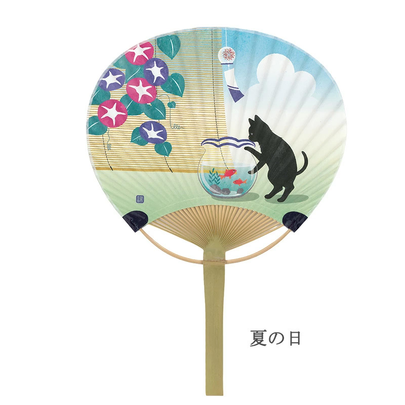 うちわ 竹 団扇 竹うちわ ねこ うさぎ 朝顔 夏 ホタル トンボ 金魚