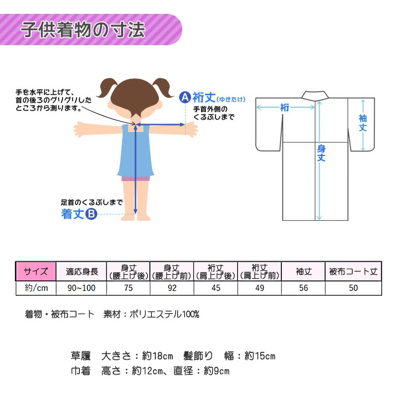 七五三 着物セット 3歳 女の子 女児 日本製 被布コート 草履 巾着 髪