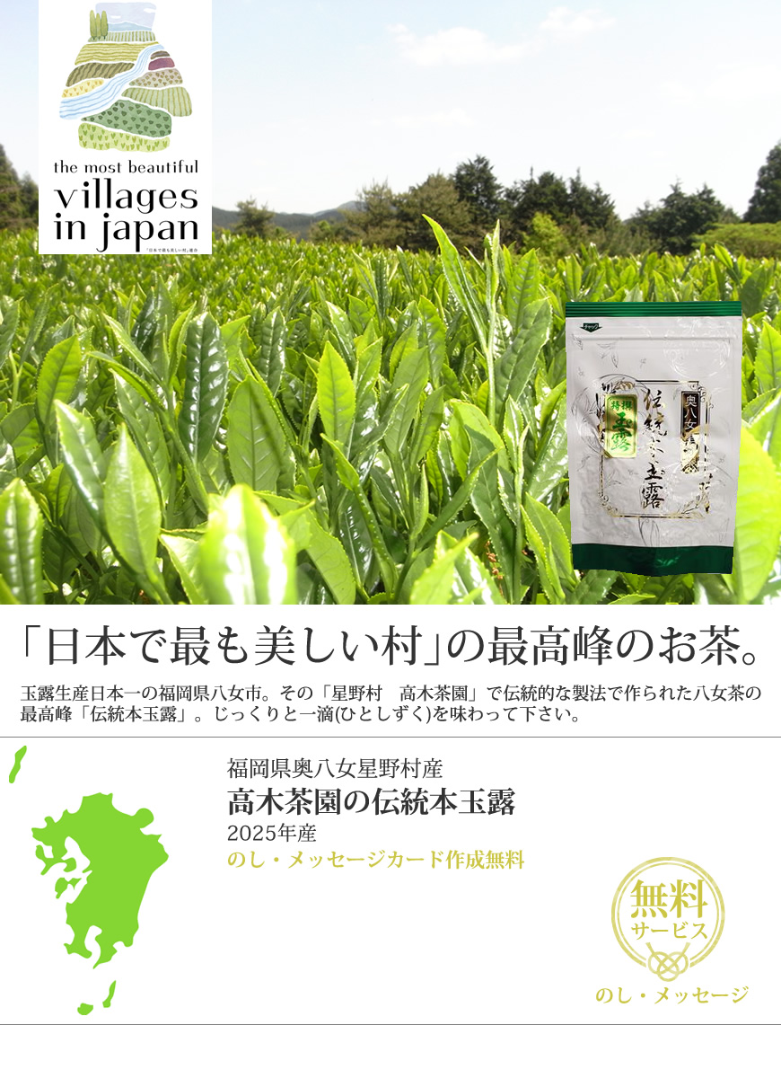 本玉露 50g 奥八女 星野村 高木茶園 八女星野茶特選伝統本玉露 50G | コーヒー・紅茶