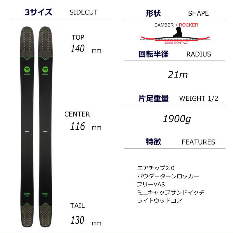 188cm/116mm]ROSSIGNOL SUPER 7 HD+NX 10 ロシニョール フリースキー＋ 