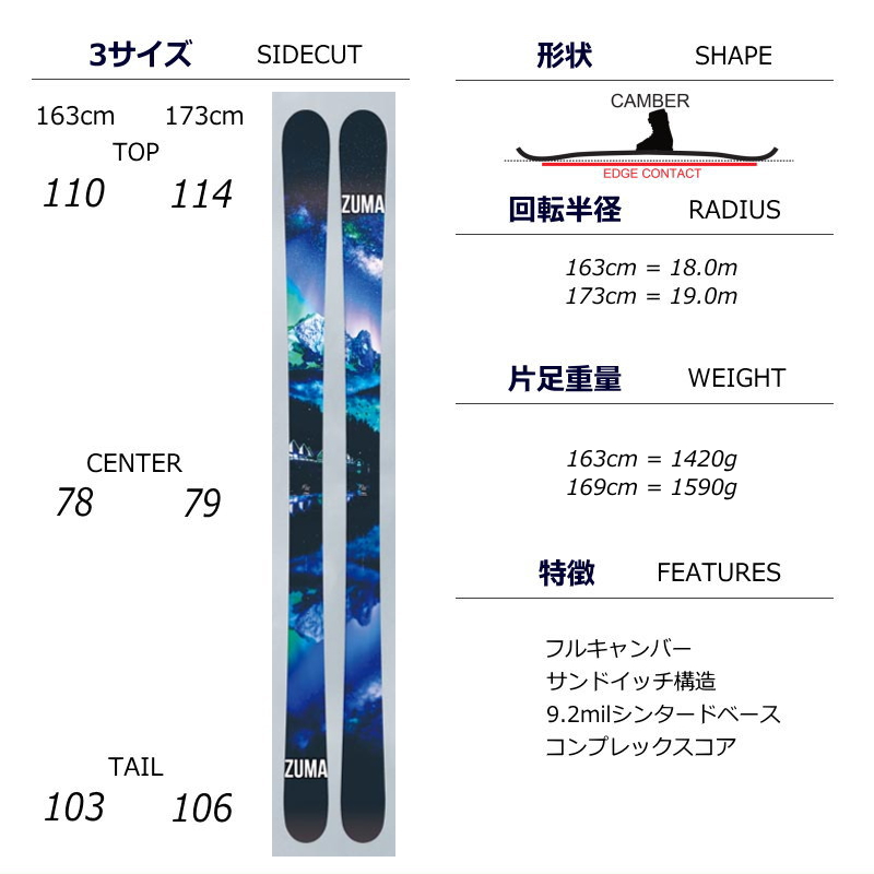 163cm/78mm幅]18-19 ZUMA DOREY PRO GENE ツマ フリースキー オールラウンド ツインチップ 板単体 型落ち・旧モデル  : 465001034000 : オフワン国道16号 - 通販 - Yahoo!ショッピング