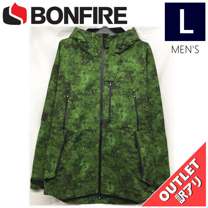 【OUTLET】 BONFIRE ASPECT 3L STRETCH JKT カラー:GREEN WATERCOLOR Lサイズ メンズ スノーボード  スキー ジャケット JACKET アウトレット