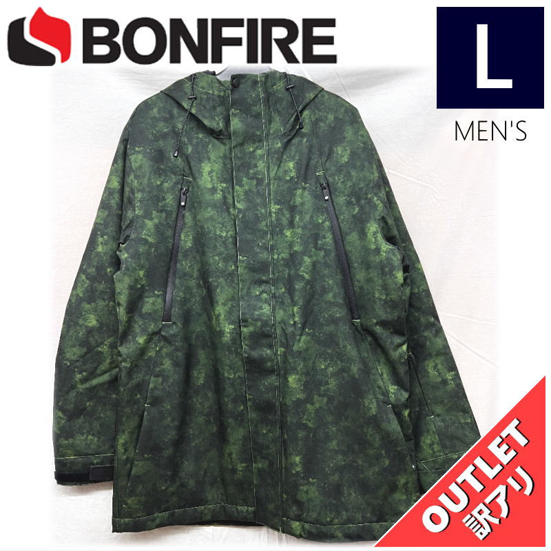 【OUTLET】 BONFIRE STATIC INS JKT カラー:GREEN WATERCOLOR Lサイズ  メンズ スノーボード スキー ジャケット JACKET アウトレット｜off-1