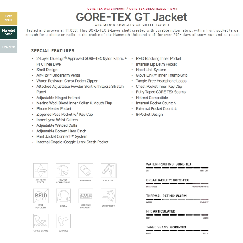686（シックスエイトシックス） 【アウトレット】24-25 686 GORE-TEX