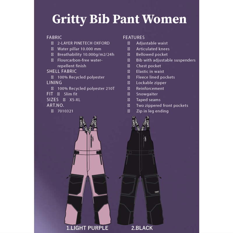 お中元 お歳暮 お年賀 夏 冬 年末年始のご挨拶 ギフト 通販な Gritty ○ CLWR Bib レディース Mサイズ PURPLE LIGHT PNT パンツ