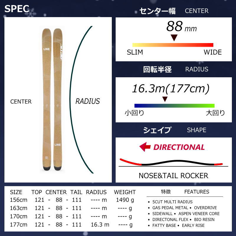 LINE OPTIC 88+ATTACK 11LYT 25モデル スキー板セット フリー