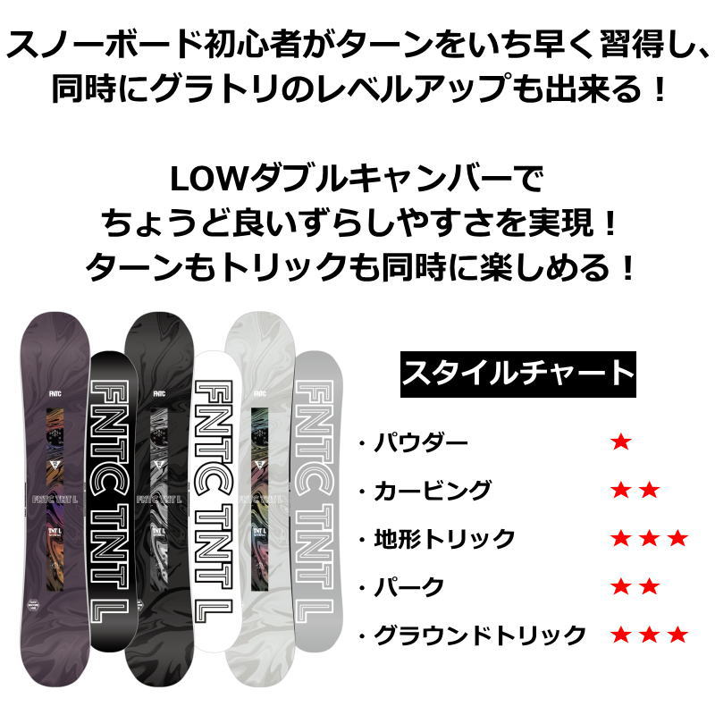 【即納】 メンズ レディース スノーボード 板 型落ち FNTC TNT L 24-25 エフエヌティーシー グラトリ ローダブルキャンバー 関連画像1