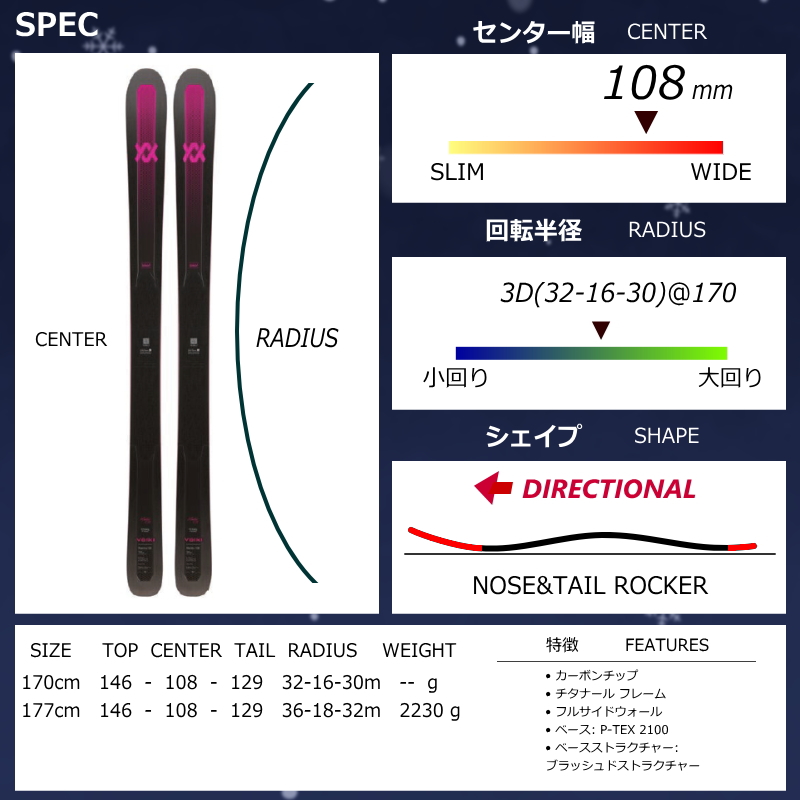 VOLKL（フォルクル） [センター幅108mm 170cm|177cm]VOLKL MANTRA 108+