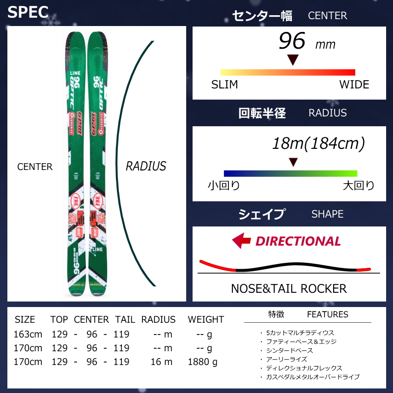 LINE OPTIC 96[177cm/96mm幅]25-26 フリースキー オールマウンテン