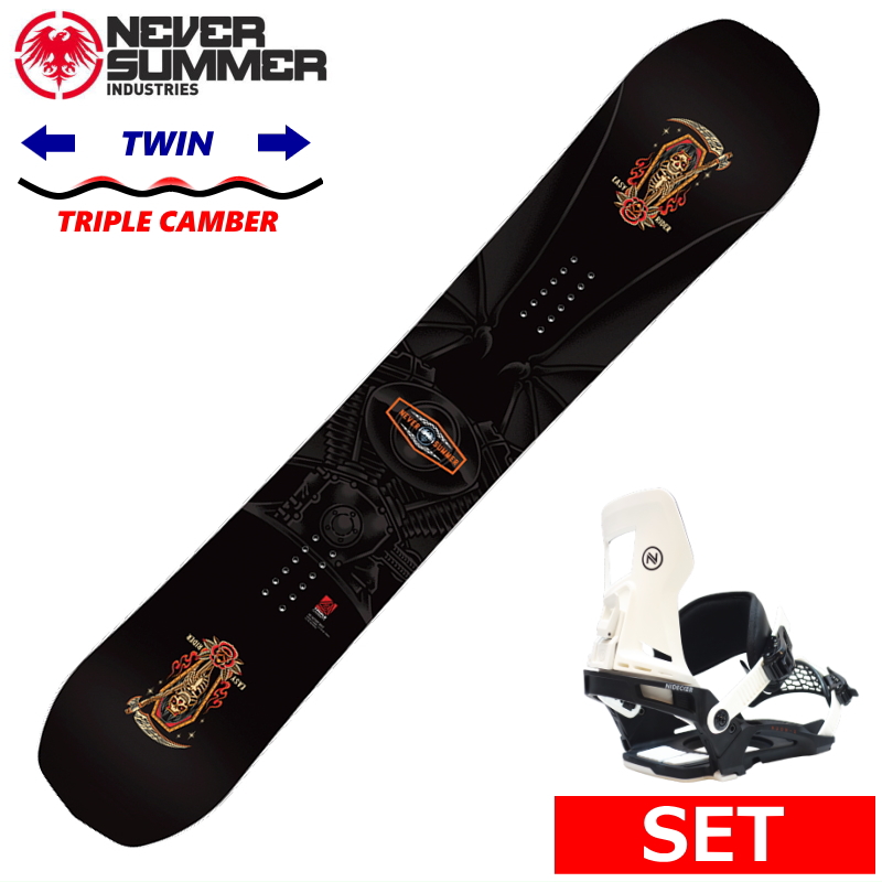 25-26 NEVER SUMMER MEN'S EASY RIDER+NIDECKER MUON-X メンズ スノーボード2点セット グラトリ ラントリ フリースタイル 型落ち 日本正規品 | 