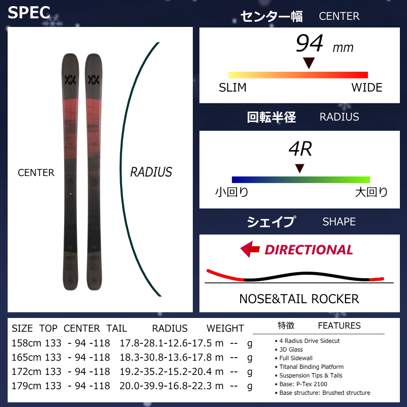VOLKL（フォルクル） [センター幅94mm 158cm]VOLKL BLAZE 94 BLACK+