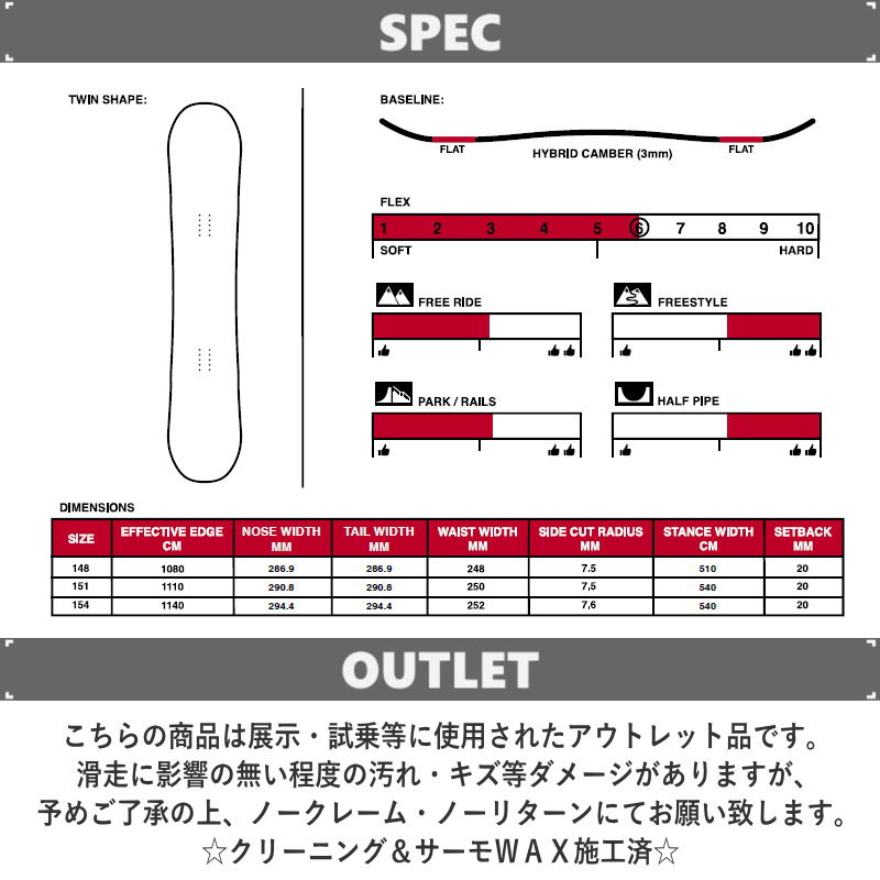 OUTLET[148cm]SESSIONS OUTSIDER PLUS メンズ スノーボード 板