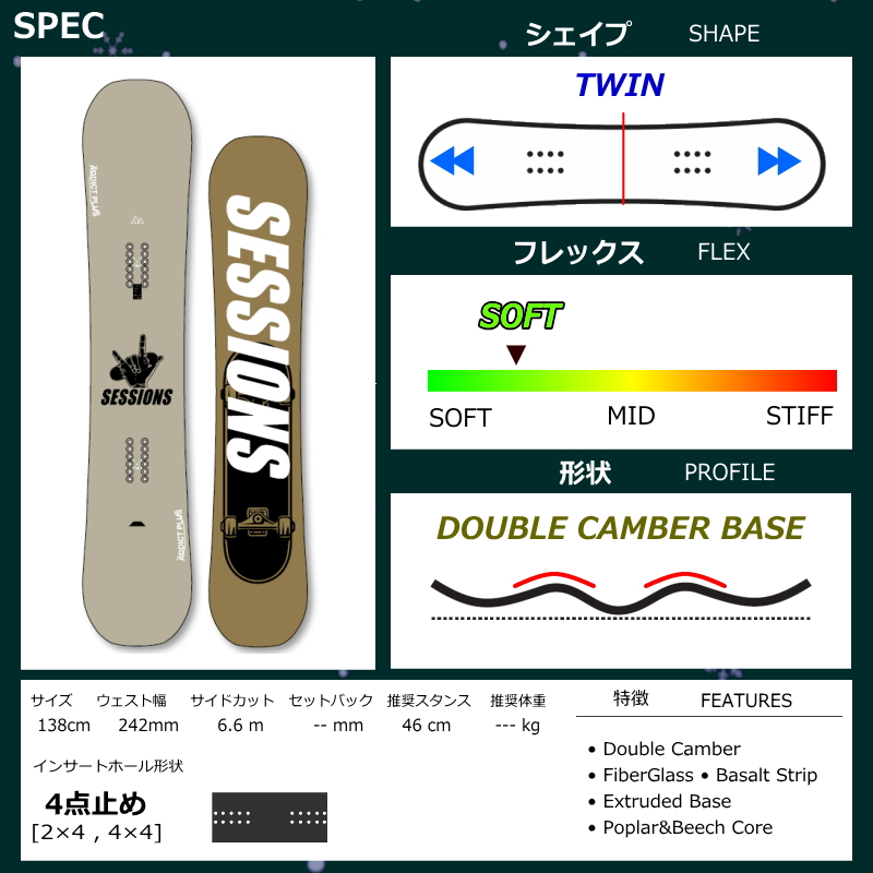 スノーボード 板 型落ち 25-26 SESSIONS ADDICT PLUS 138cm セッションズ  アディクトプラスアウトレット |  | 07