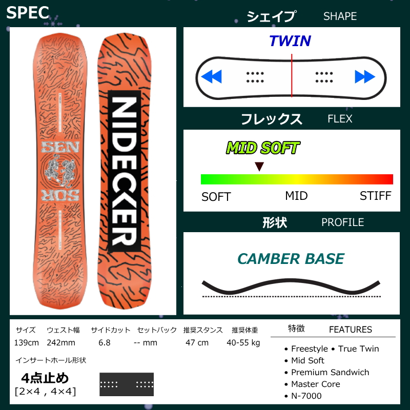 スノーボード 板 型落ち キッズ 25-26 NIDECKER SENSOR YOUTH 139cm ナイデッカー  センサーアウトレット |  | 07