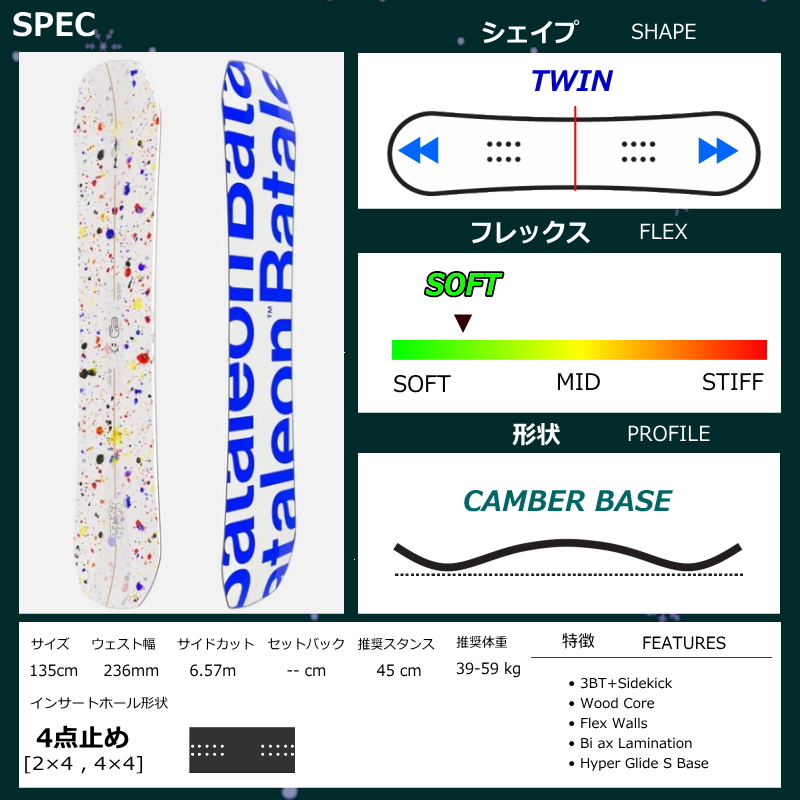 スノーボード 板 型落ち キッズ 25-26 BATALEON Stuntwood 135cm バタレオン  スタントウッドアウトレット |  | 07