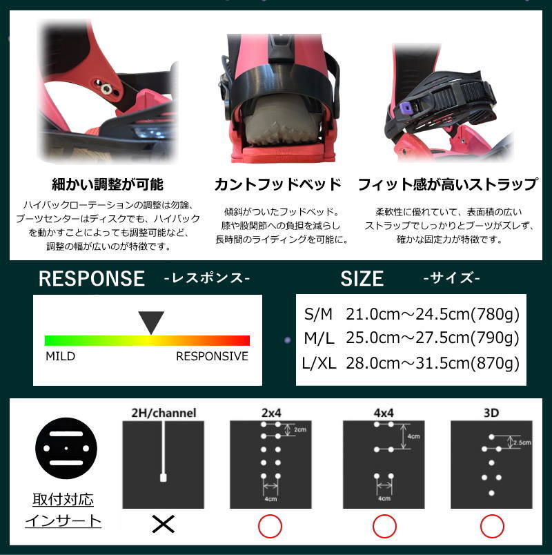 DRAKEスノーボード ビンディング M/Lサイズ 24-25 DRAKE RELOAD カラー:DARK PINK BLACK MLサイズ ドレイク メンズ