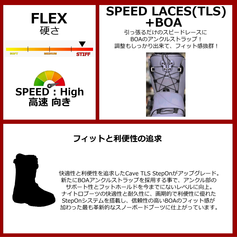 レディース バインディング ブーツ 2点セット アウトレット 25-26 NITRO STEP ON+OUTLET 25.5cm NITRO CAVE TLS カラー:LILAC ナイトロ スノーボード |  | 06