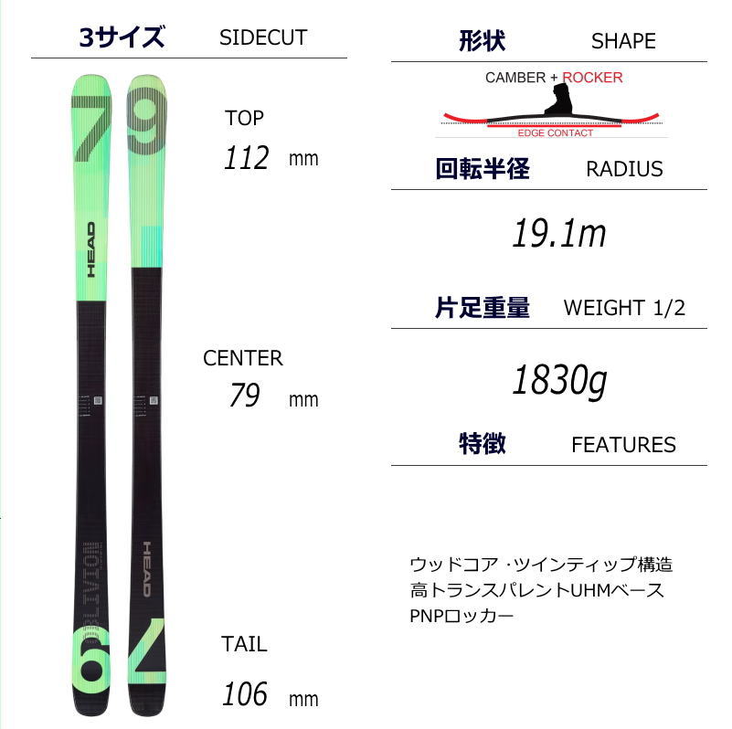 訳アリOUTLET[172cm/79mm幅]21-22 HEAD OBLIVION 79 ヘッド フリー 