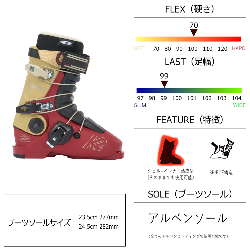 23-24 K2 REVOLVE PRO W 23.5 [23.5cm足幅99mm幅] ケーツー レディース