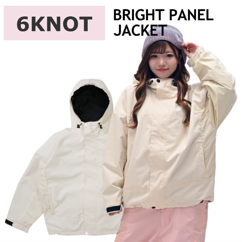 【新品未使用】6KNOT スノーボード ウェア ジャケット レディース M ☆ 25-26 6KNOT BRIGHT PANEL JACKET カラー:IVORY 6K2503 シックス