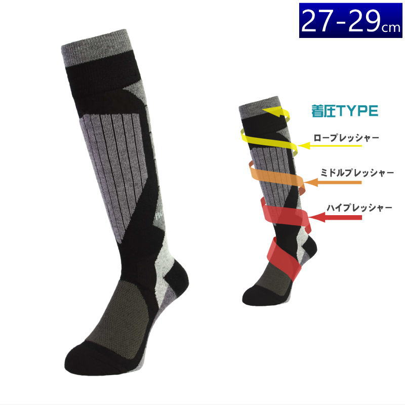 【即納】●[27-29ｃｍ]24 NORTH PEAK MERINO WOOL COMPRESSION SOCKS MP-685 カラー:BK ソックス 靴下 | 