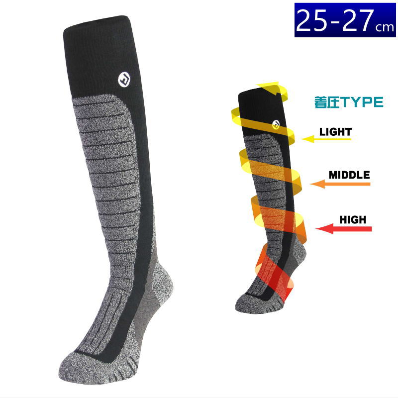 【即納】●[25-27ｃｍ]24 NORTH PEAK COMPRESSION LONG SOCKS MP-750 カラー:BK ソックス 靴下 スノーボード スキー | 
