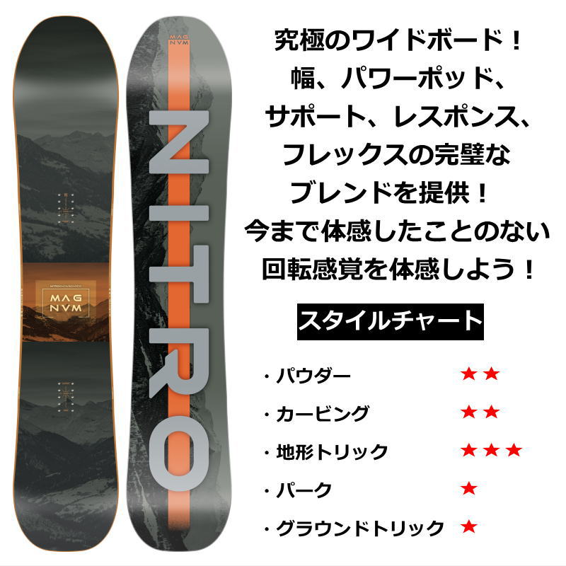 ラスト1点】メンズ スノーボード 板 型落ち NITRO MAGNUM 159cm 24-25