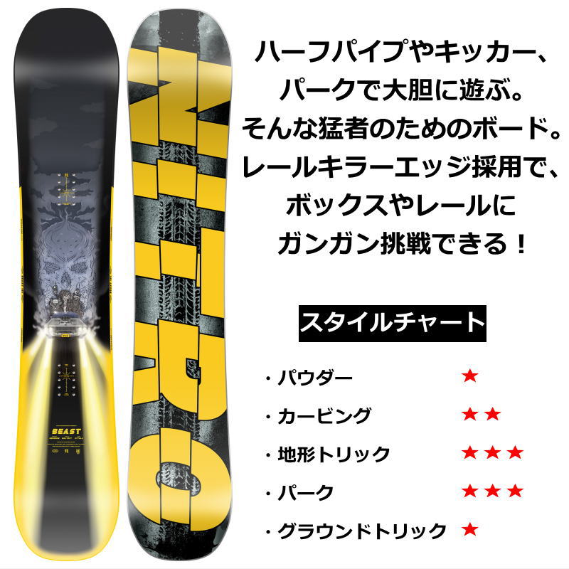 特典付き 【早期予約】 24-25 NITRO BEAST 155cm ナイトロ ビースト グラトリ ラントリ 正規品 メンズ スノーボード 板単体 キャンバー｜off-1｜02