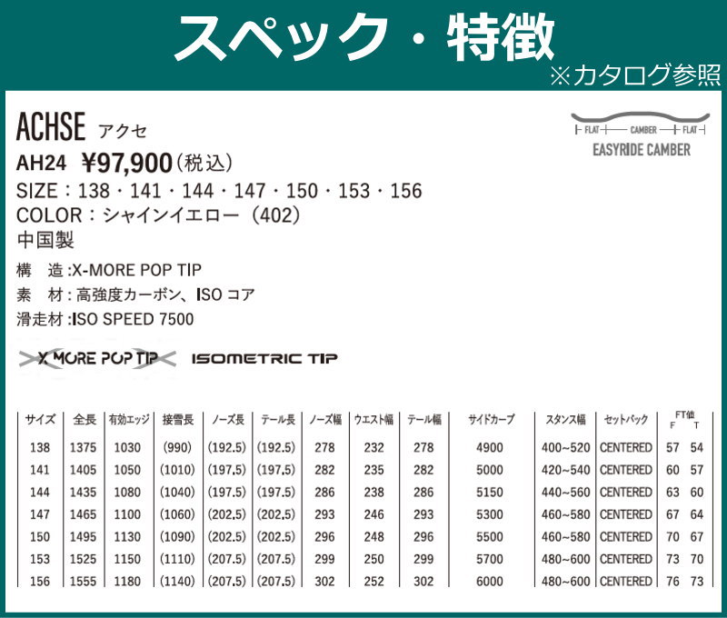 特典 【早期予約】 24-25 YONEX ACHSE 147cm ヨネックス アクセ グラトリ 日本正規品 メンズ スノーボード 板単体 キャンバー｜off-1｜09