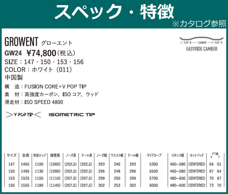 特典 【早期予約】 24-25 YONEX GROWENT 147cm ヨネックス グローウェント グラトリ 日本正規品 メンズ スノーボード 板単体 キャンバー｜off-1｜09