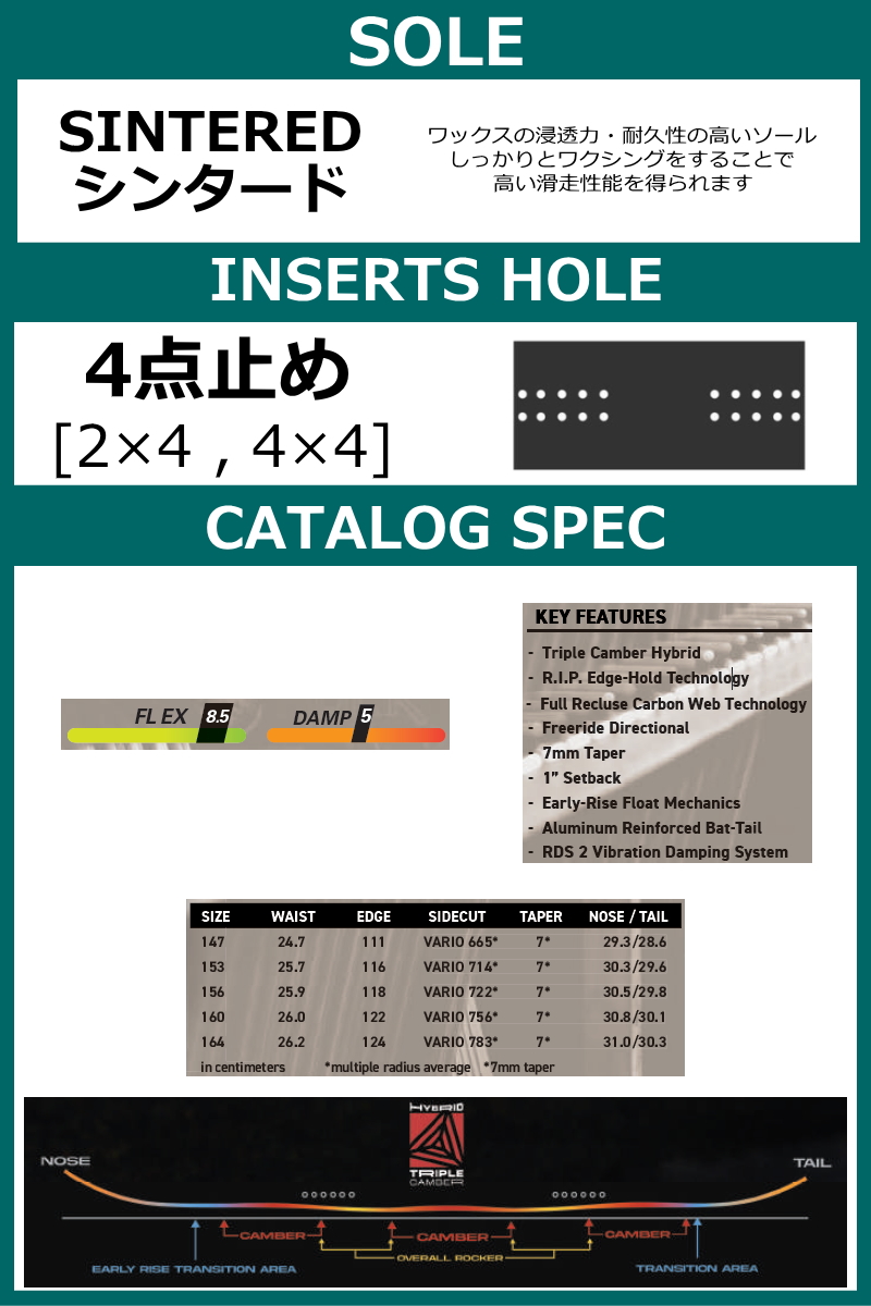 【早期予約商品】 メンズ スノーボード 板 160cm NEVER SUMMER MEN'S VALHALLA ネバーサマー 26-27 パウダーボード トリプルキャンバー |  | 03